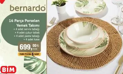 BERNARDO 16 PARÇA PORSELEN YEMEK TAKIMI